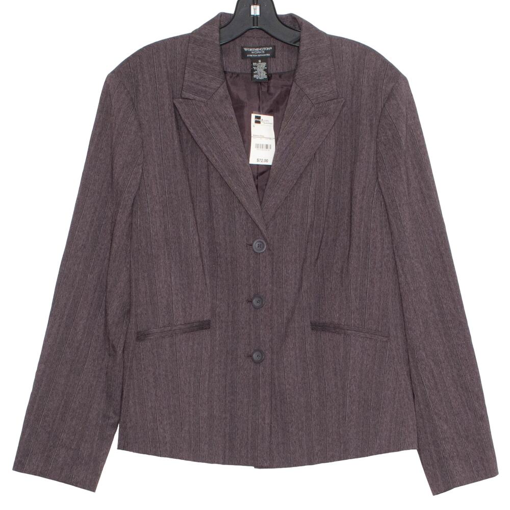 NWT Worthington Blazer Professional Business Casual Classic Corporate Stripe 18